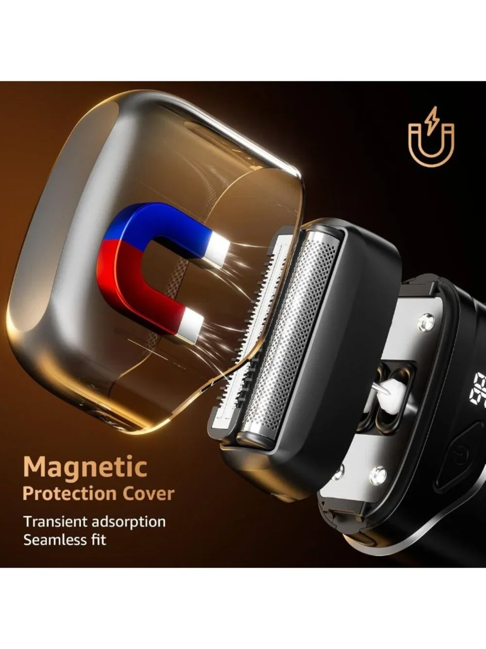 Waterproof Electric Foil Shaver for Men - Magnetic Cover, Rechargeable, Smooth